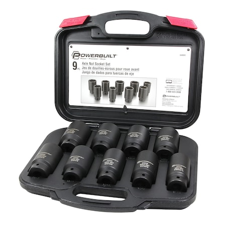 Powerbuilt 9Pc Deluxe Axle Nut Socket Set Kit61 648991